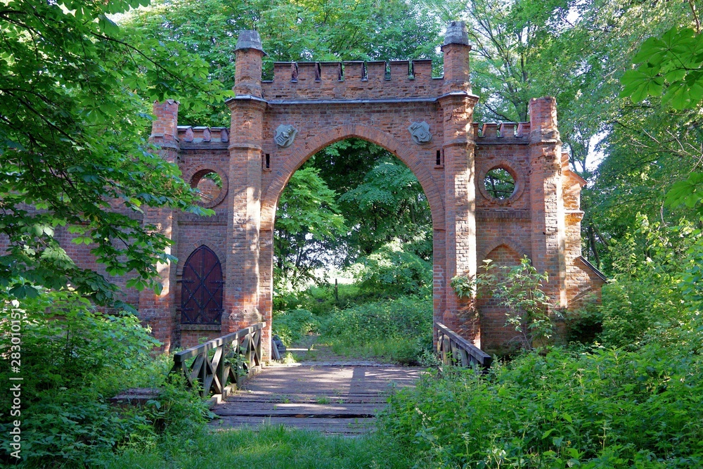 Neo-Gothic gate in Krylow village, Poland