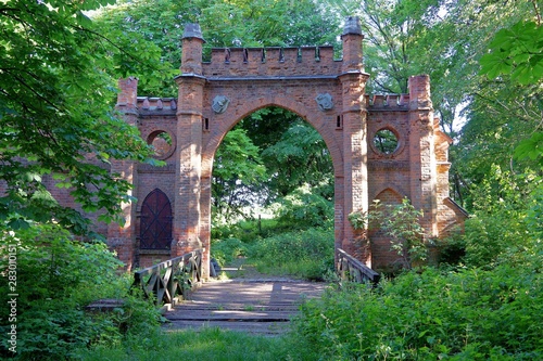 Neo-Gothic gate in Krylow village, Poland