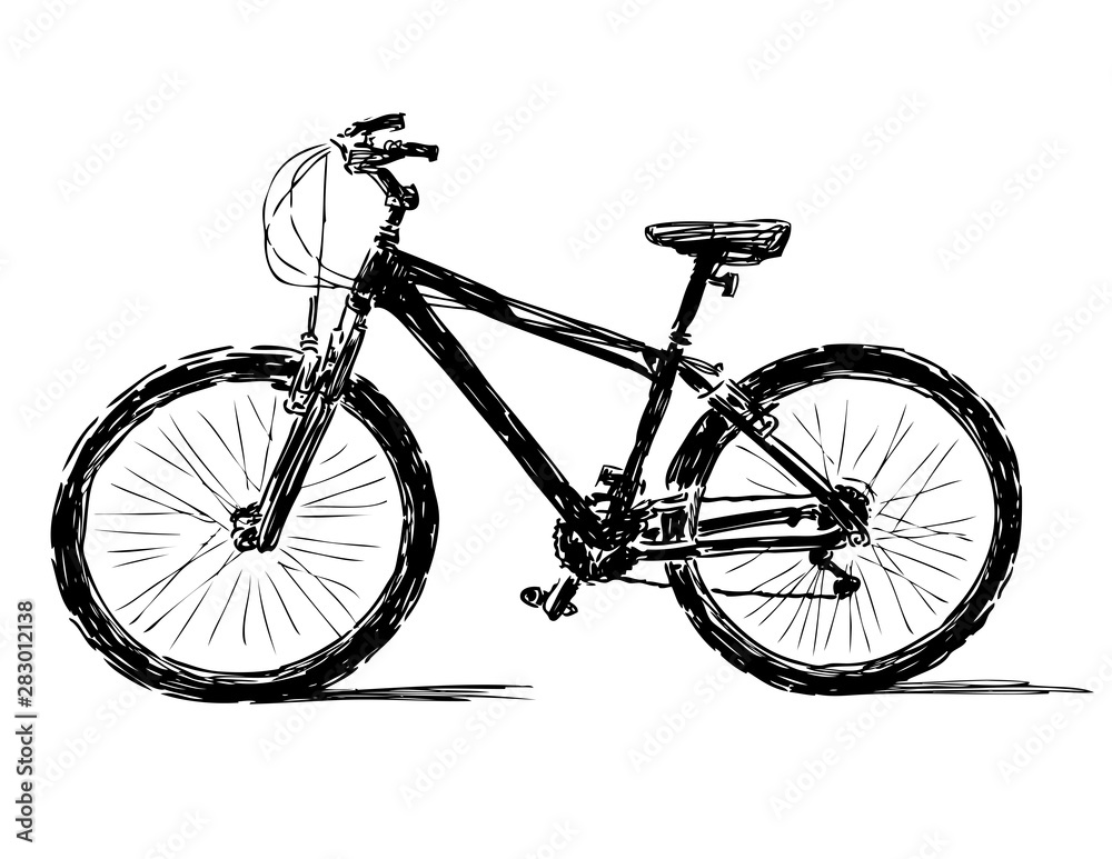 Hand drawing of a bicycle for active recreation