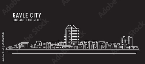 Cityscape Building Line art Vector Illustration design - Gavle city