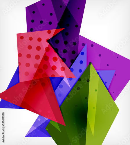 Modern origami card. Modern origami design element. Color geometric pattern. Abstract low-poly background. Presentation template.