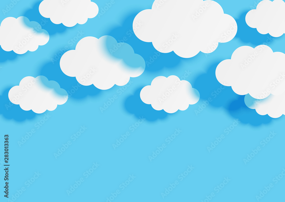Paper clouds on blue sky background for Your design