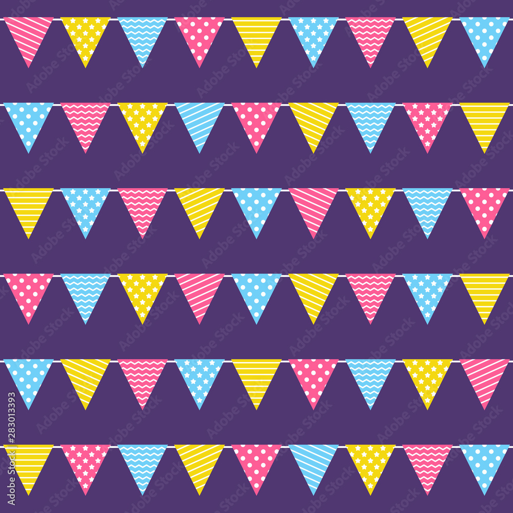 Seamless pattern with Birthday party color flags Seamless pattern with Birthday party color flags