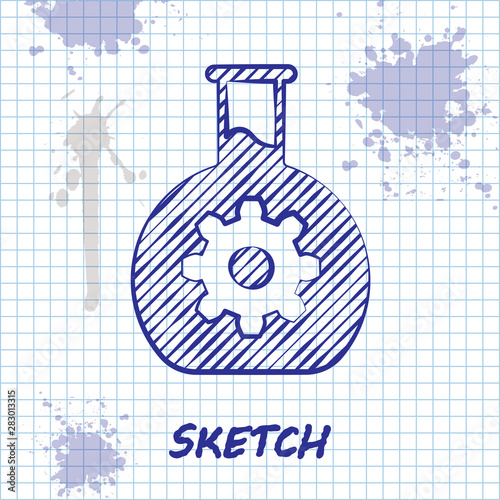 Sketch line Bioengineering icon isolated on white background. Element of genetics and bioengineering icon. Biology, molecule, chemical icon. Vector Illustration
