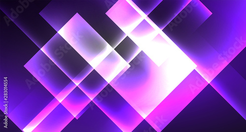 Neon shiny color squares on black, modern template