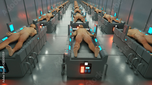 3D render. Cloning humanoid figures