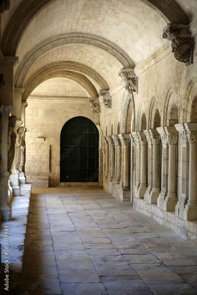 Romanesque Cloisters Church of Saint Trophime Cathedral in Arles. Provence,  France