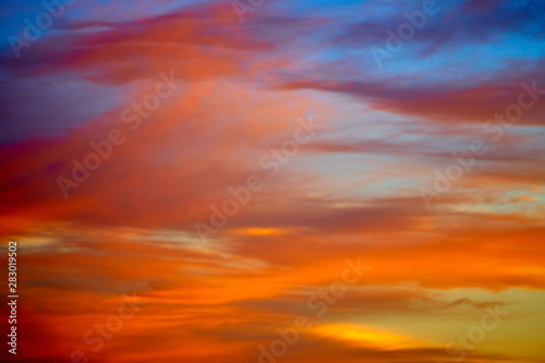 Incredibly colorful sunset on the tropical beach. Abstract nature background. © Ruslan Kokarev