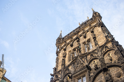 The Powder Tower or Powder Gate - medieval gothic city gate in Prague, Czech Republic