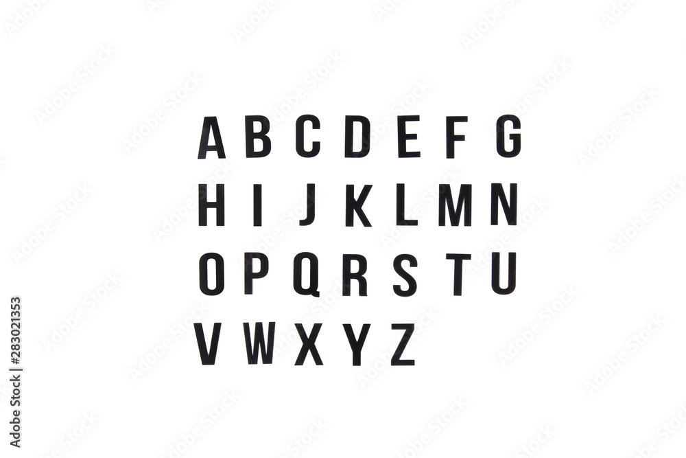 Obraz premium English alphabet. Black letters on a white background. Isolated