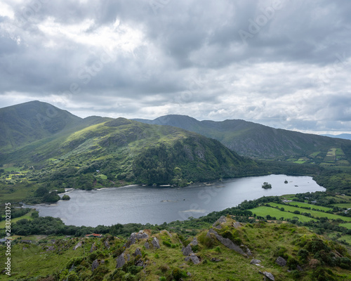 glanmore lake seen from healy pass on beara peninsula in ireland