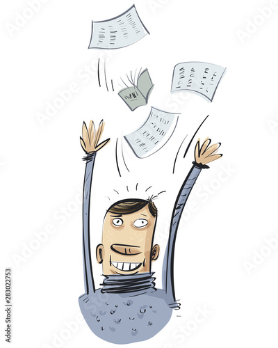 Successful business. Businessman catches money. Vector illustration