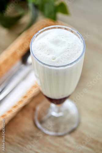 milk cocktal with fresh berries photo