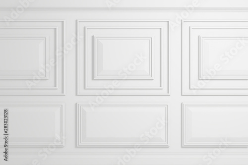 3dndering  classic white wall with panels background  space for text