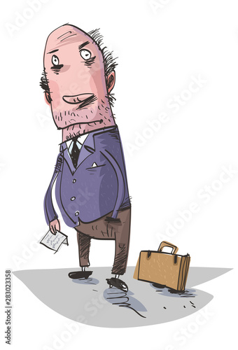The clerk is waiting for the bus. Vector illustration