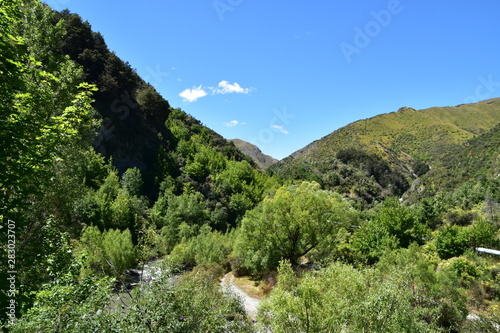 Landscape with mountain and river in Arrowtown, New Zealand