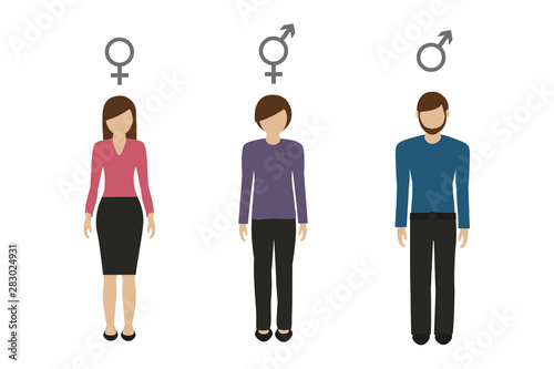 gender characters female male and neutral vector illustration EPS10