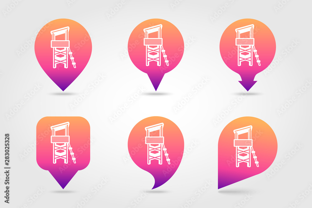 Fotografie Lifeguard tower pin map icon. Summer. Vacation