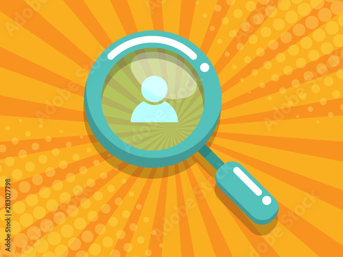 magnifying glass fiding people icon