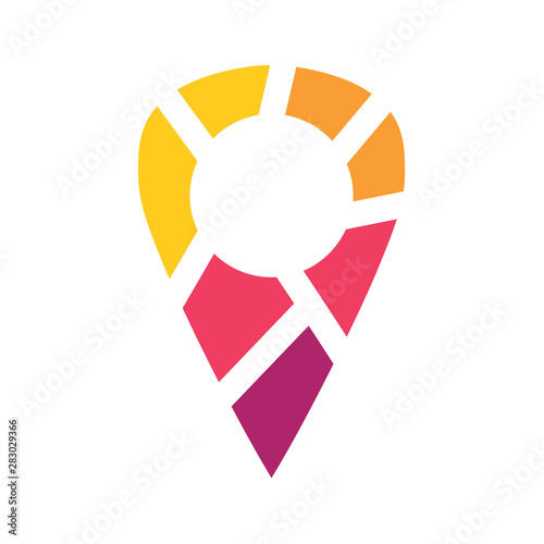 colorful geometric location pin icon- vector illustration