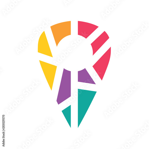 colorful geometric location pin icon- vector illustration