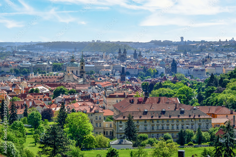 Scenic panoramic view of Prague, Czech Republic
