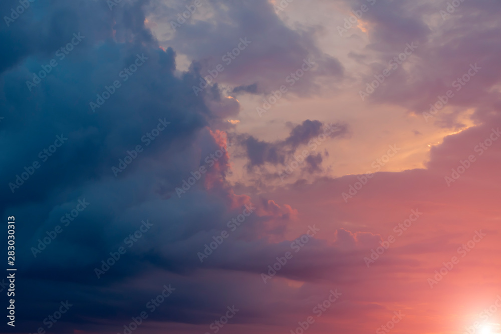 Beautiful sunset sky with thunderclouds.