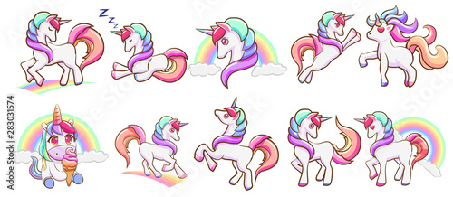 unicorn vector set graphic clipart design