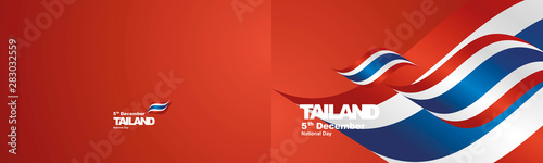 National Day Tailand flag ribbon two fold landscape background