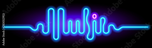 Sound wave in the form of the word Music. Vector lettering