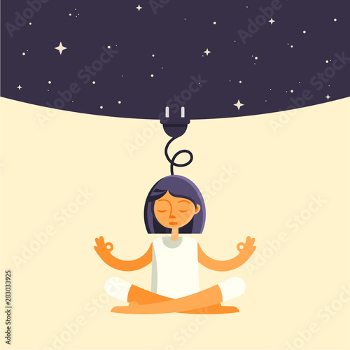 Woman accumulating energy while meditating.