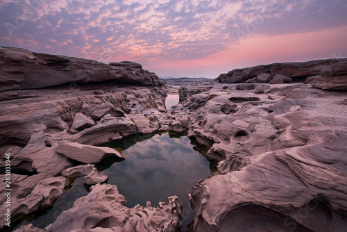 Beautiful landscape from Sam Phan Bok at sunrise, The Grand Canyon of Siam, Ubon Ratchathani, Thailand photo