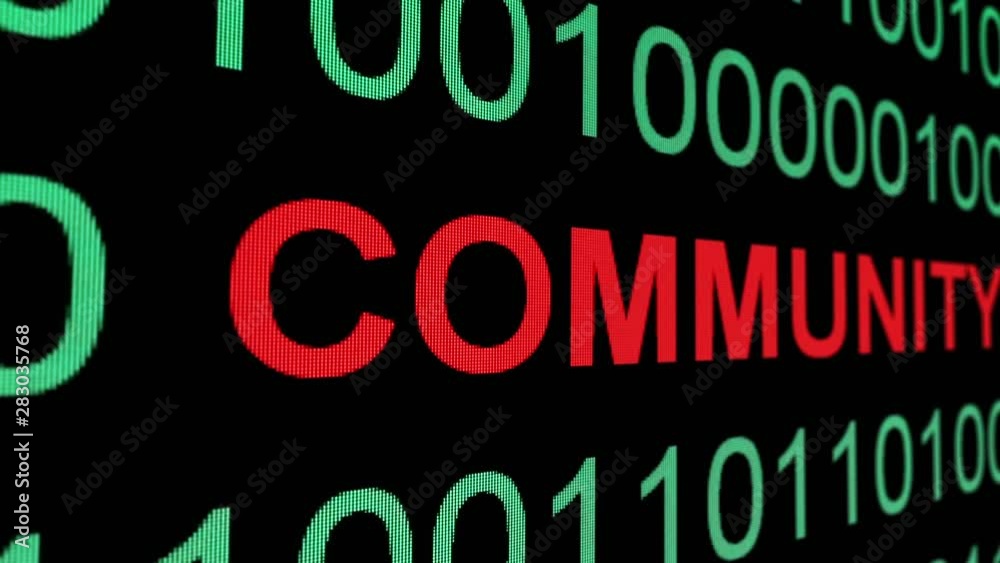 Community text over binary data concept Community text over binary data concept