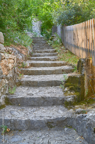 Stairs made of stones in a medieval city