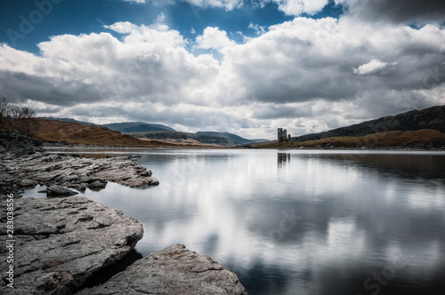 Ardvreck Castle on the banks of Loch Assynt in Scotland
