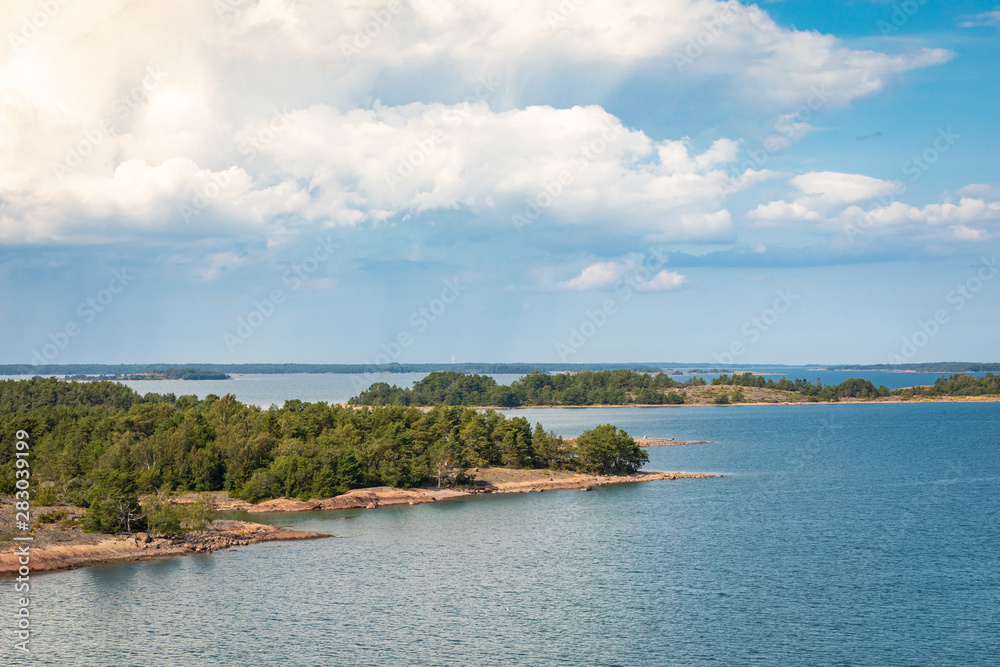 Picturesque landscape with island. at Baltic Sea. Aland Islands, Finland. Europe.