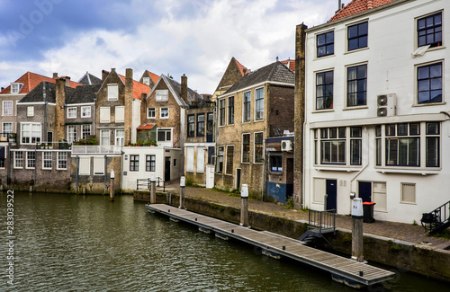 Houses for living around the canal in Dordrecht