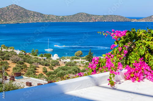 Panoramic view of the town Elounda, Crete, Greece.