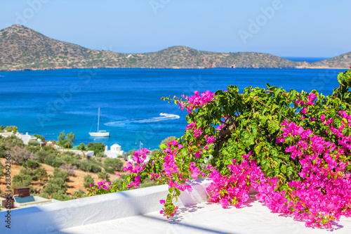 Panoramic view of the town Elounda, Crete, Greece.