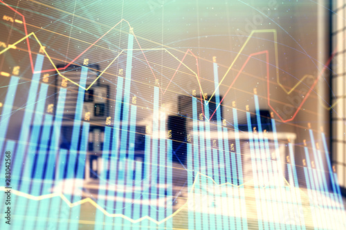 Wallpaper Mural Forex chart hologram with minimalistic cabinet interior background. Double exposure. Stock market concept. Torontodigital.ca