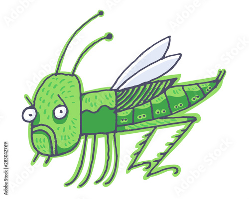 Green Grasshopper. Funny character