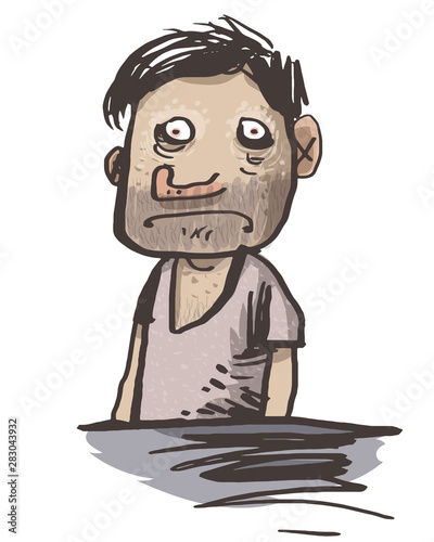 Very sad man. Vector illustration