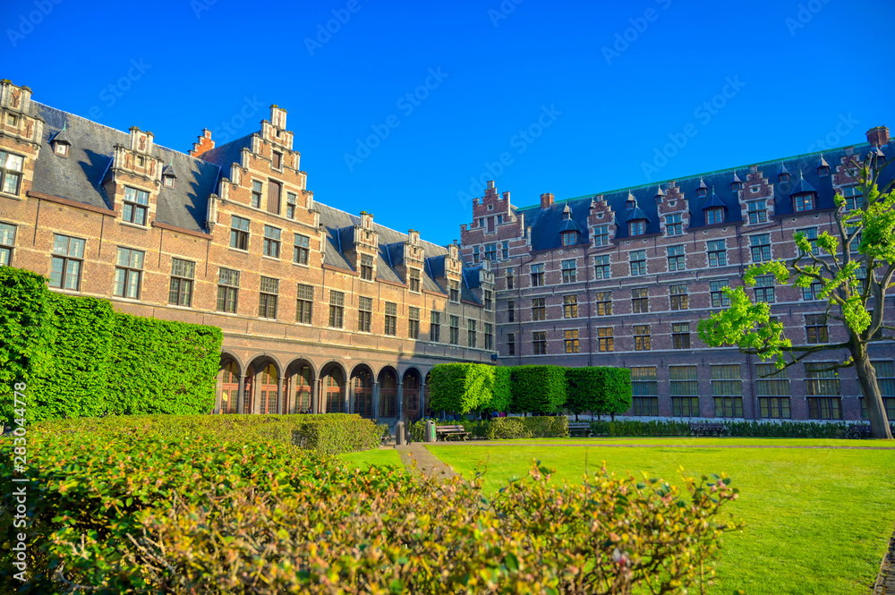 Antwerp, Belgium - April 28, 2019 - The University of Antwerp (Universiteit Antwerpen) is one of the major Belgian universities located in the city of Antwerp, Belgium.