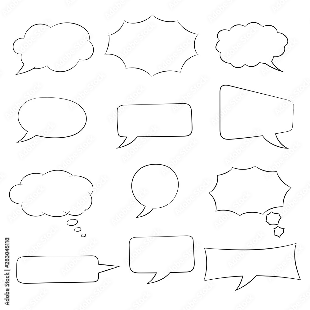 Speech bubbles set. Doodle style hand drawn sketch Speech bubbles set. Doodle style hand drawn sketch