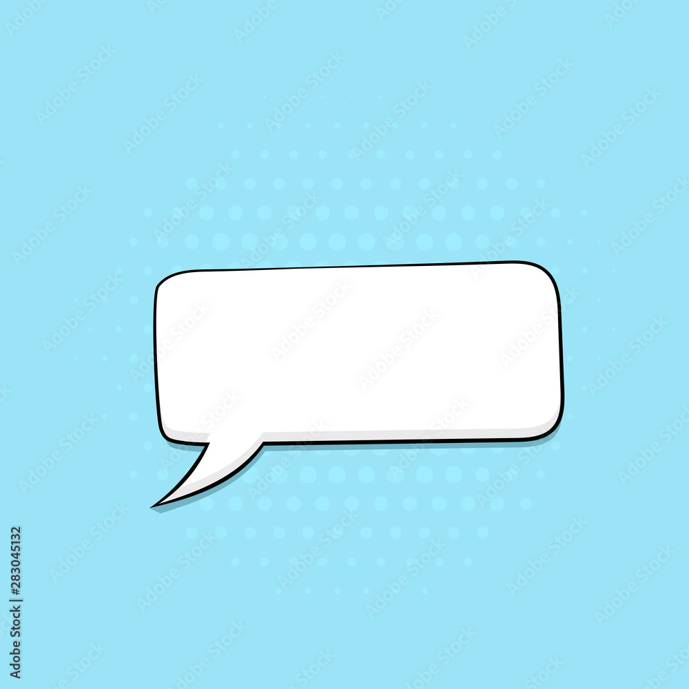 Speech bubble on blue background. Pop art comic style Speech bubble on blue background. Pop art comic style