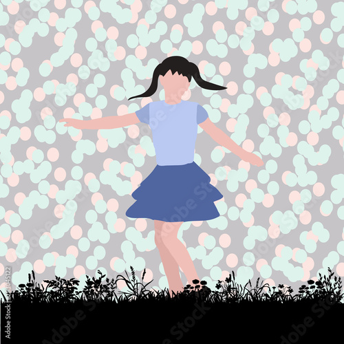 isolated, on bright background, flat style girl plays, rejoices
