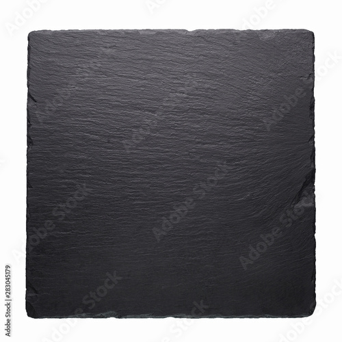 Black stone square tile isolated at white background.
