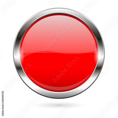 Free Download Red glass button. 3d shiny round icon - GFXLoad