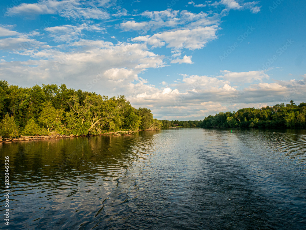 Fototapeta premium landscape with river and blue sky