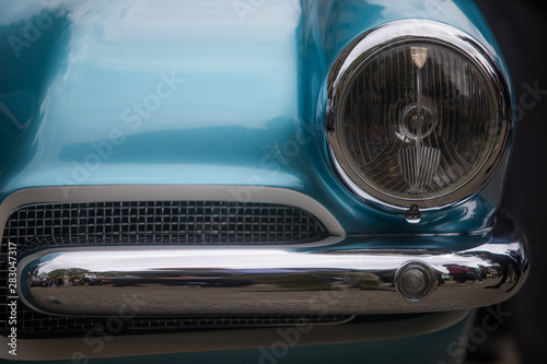 Headlight of a vintage classic car